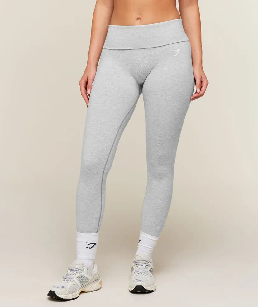 Cotton Seamless Leggings in Soft Grey Marl