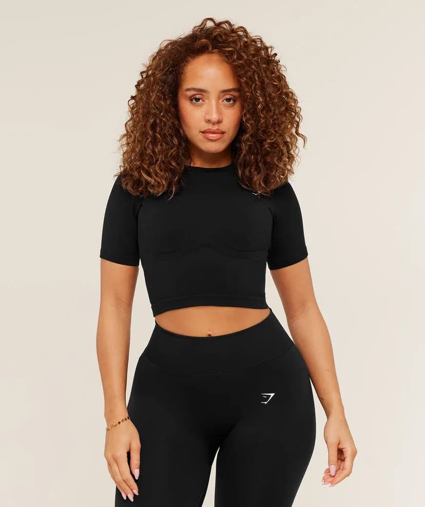 Lift Seamless Short Sleeve Tee in Black Marl
