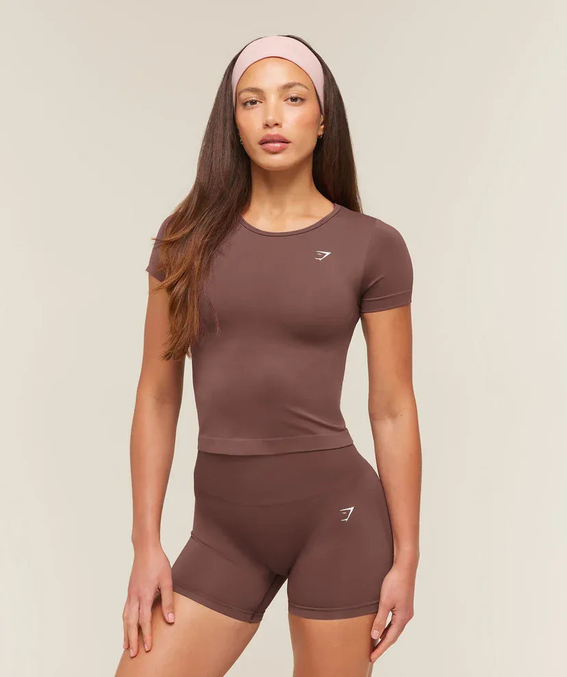 Everyday Seamless Short Sleeve Top in Espresso Brown