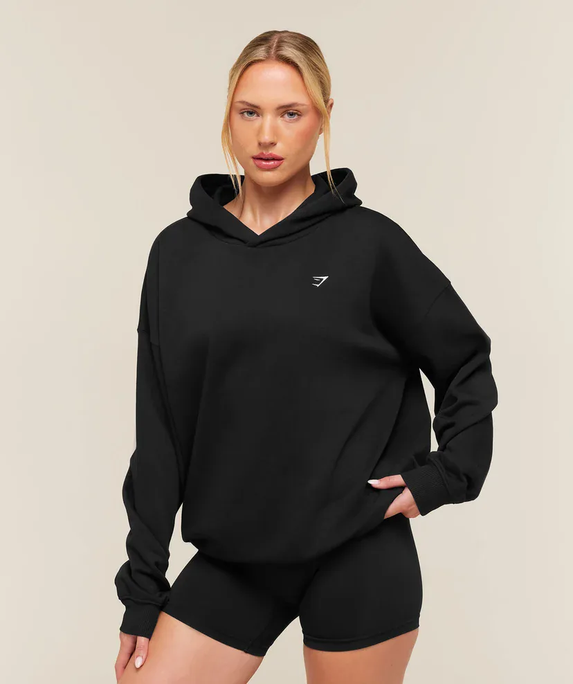 Training Oversized Fleece Hoodie in Black