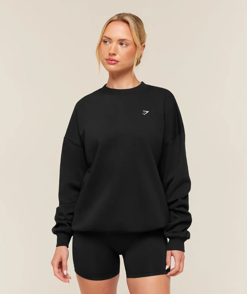 Training Oversized Fleece Sweatshirt in Black